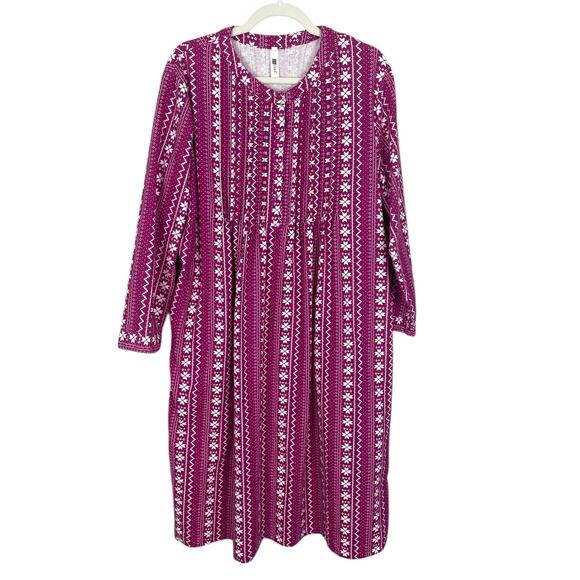 La Cera 100% Cotton Flannel Nightgown Women's Large Cozy Grandma Conservative - Picture 2 of 14